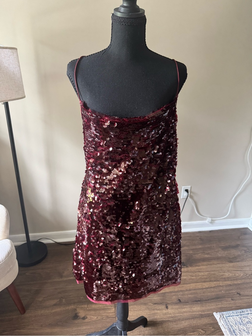 Wild Fable Burgundy Sequin Cami Dress